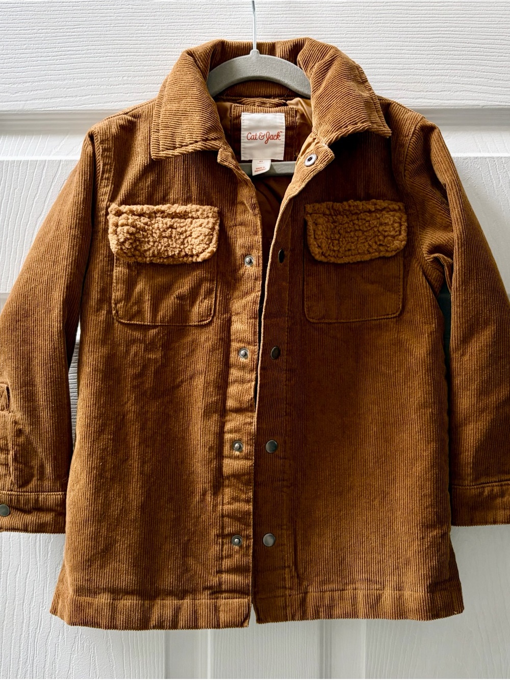 [NWOT] Cat & Jack Boys' Brown Corduroy Sherpa-Trim Jacket, Size 4T (Runs Large)